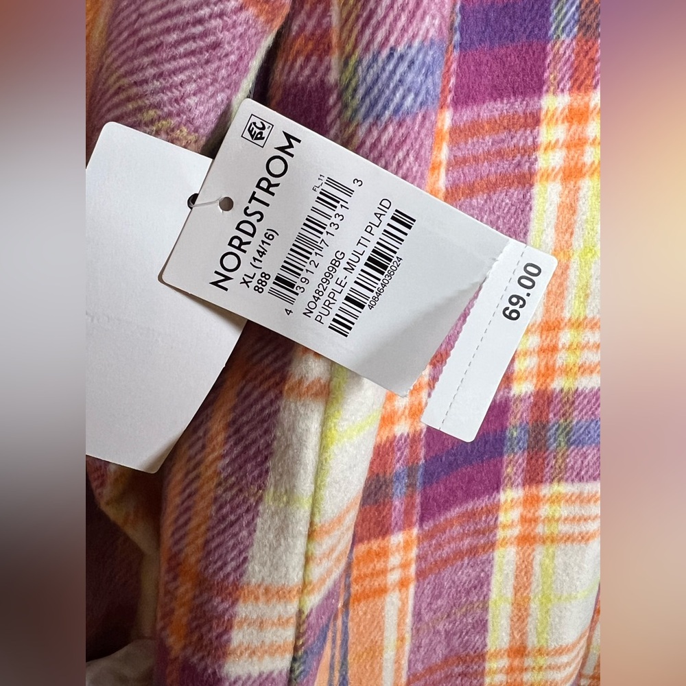Nordstrom Plaid Jacket Orange Purple Preppy Spring Blazer - Picture 8 of 10
